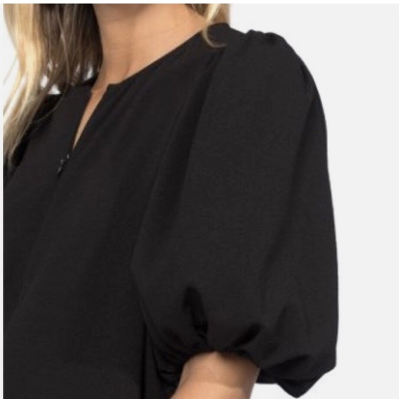 GANNI Women's Puff Sleeve Crepe Shift Dress in Black EU 36 (US 4) Hardly Worn - Picture 3 of 5